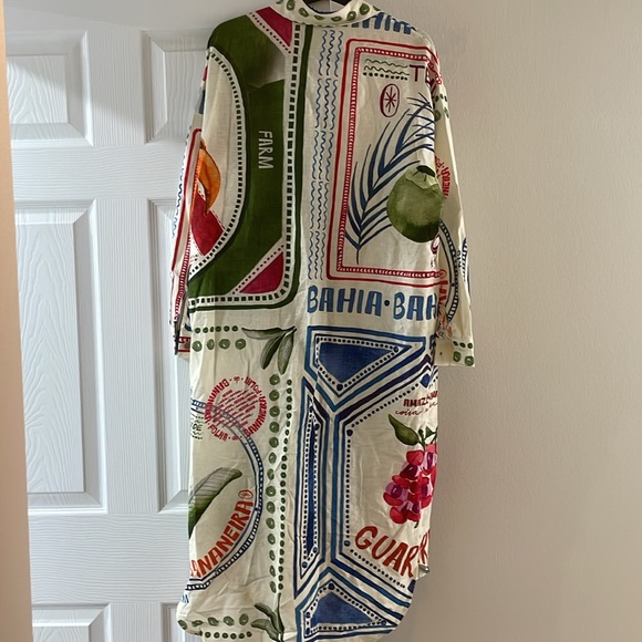 FARM Rio Red and Blue Mandarin Collar Shirt Dress - Picture 8 of 11